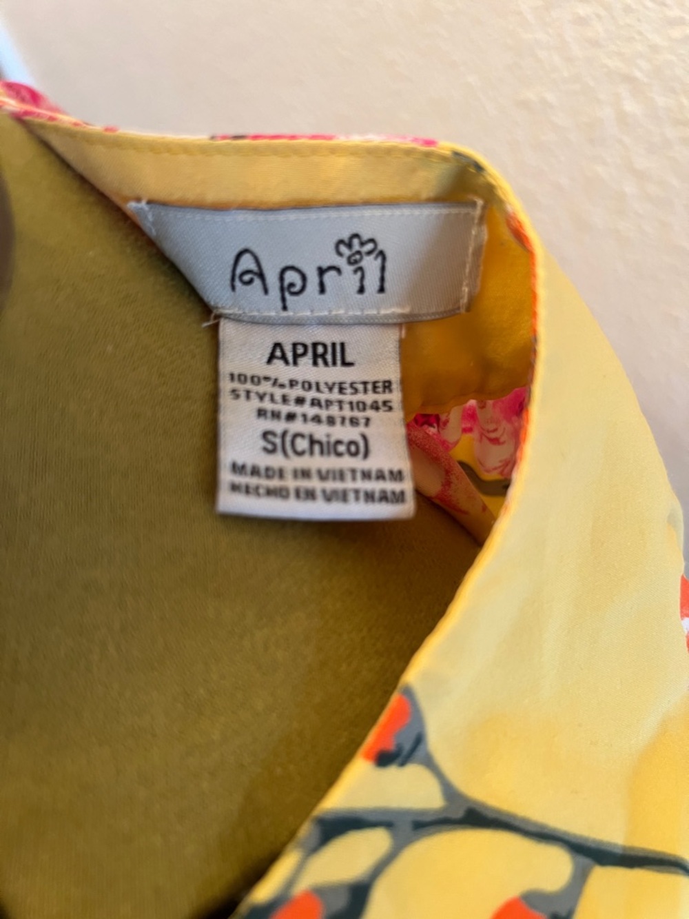 Yellow Floral Tie-Front Peasant Blouse - Picture 2 of 3